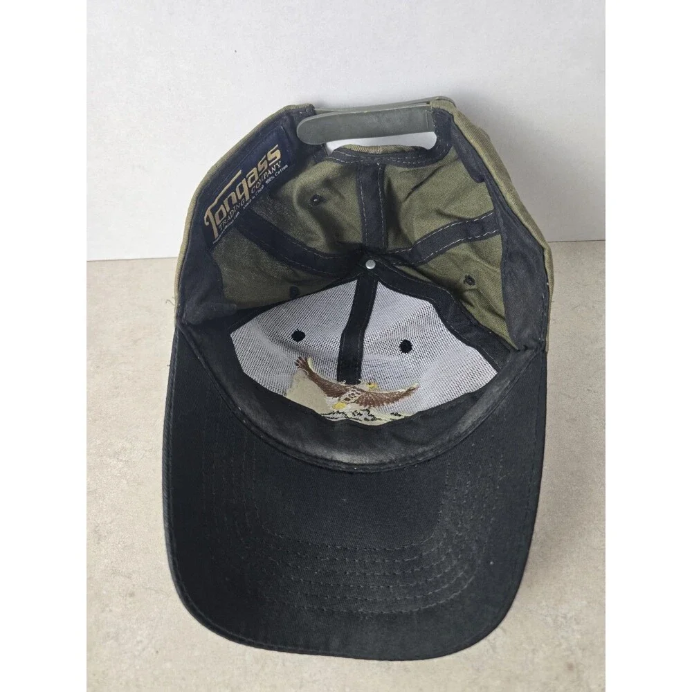 Vintage Alaska Snapback Hat Olive Green Black Embroidered Eagle Military Trucker